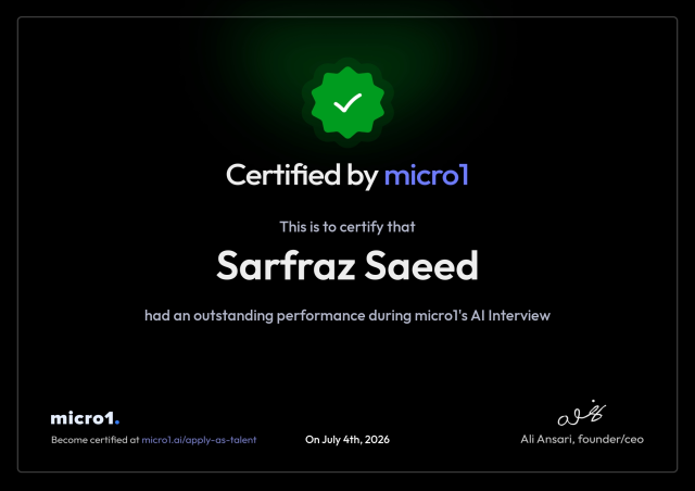 micro1 AI Interview certification badge preview